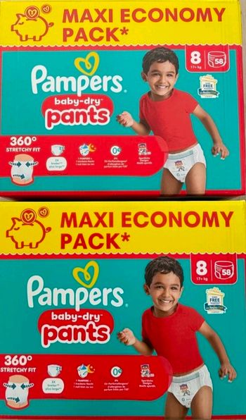 2 cartons couches pampers baby dry pants taille 8