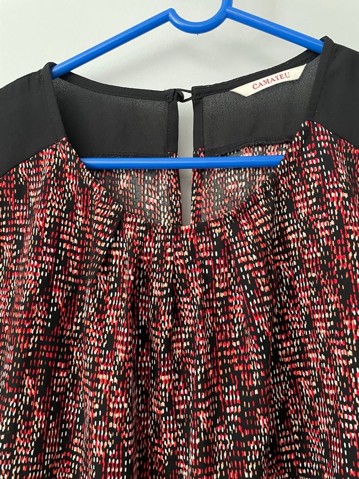 Chemisier noir et rouge femme / camaïeu - photo numéro 2