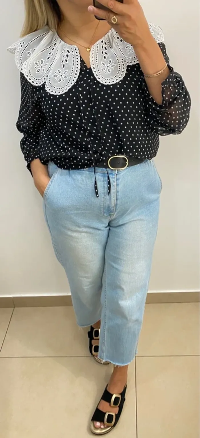 Blouse Claudie Pierlot Avec Col Claudine Taille 36-38 - photo numéro 5