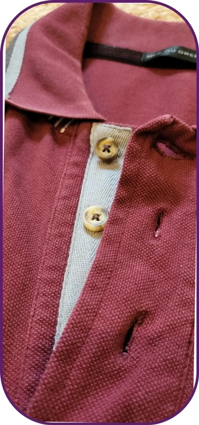 Polo manches longues Mise au Green – Vintage – Homme - Bordeaux - Taille L - Très bon état - photo numéro 4