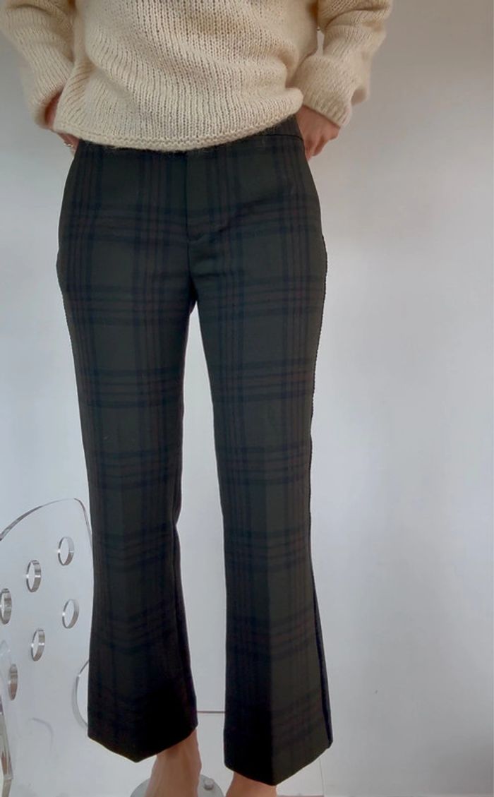 Pantalon à carreaux vert foncé - Zara - taille M - parfait état - photo numéro 2