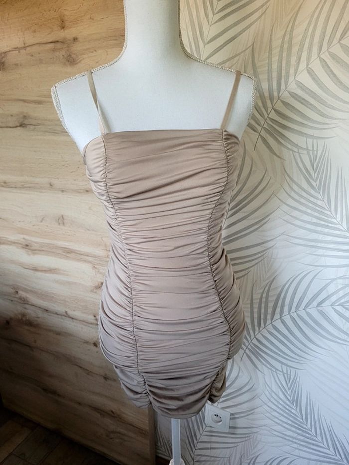 Robe moulante femme taille XS-S crème - photo numéro 2