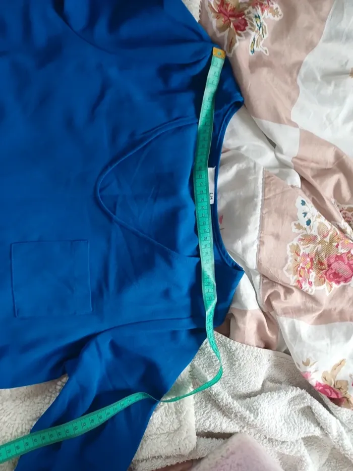 Robe droite manches 3/4 bleue roi - photo numéro 8