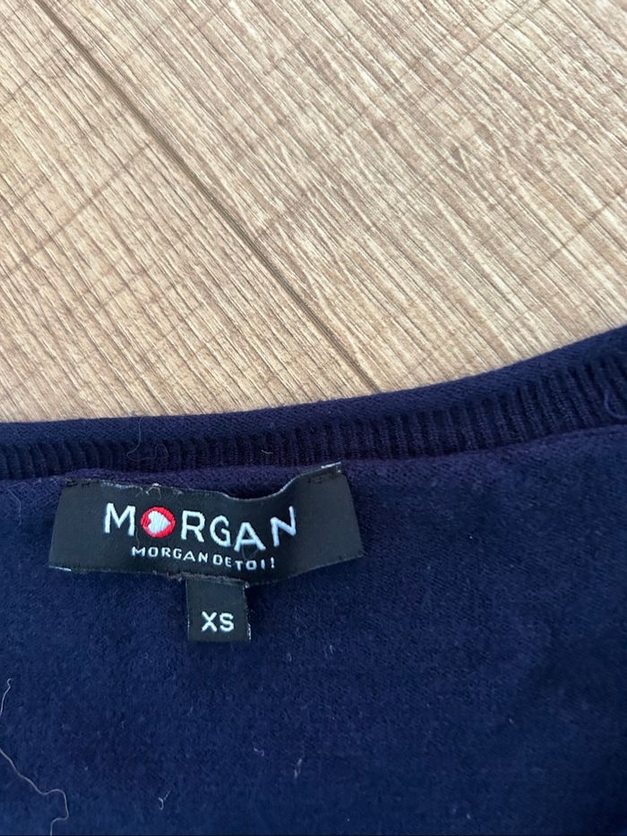 Pull bleu marine avec strass Morgan taille XS TBE - photo numéro 10