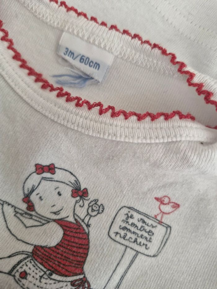T-shirt manches courtes bébé 3 mois Petit bateau Coton - photo numéro 2