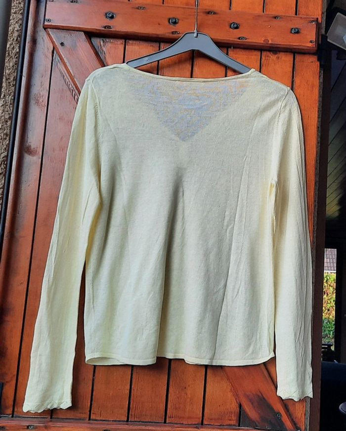 Pull fin jaune paille Camaïeu, taille 40 - photo numéro 2