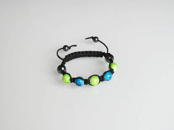 Bracelet shamballa noir, vert et bleu