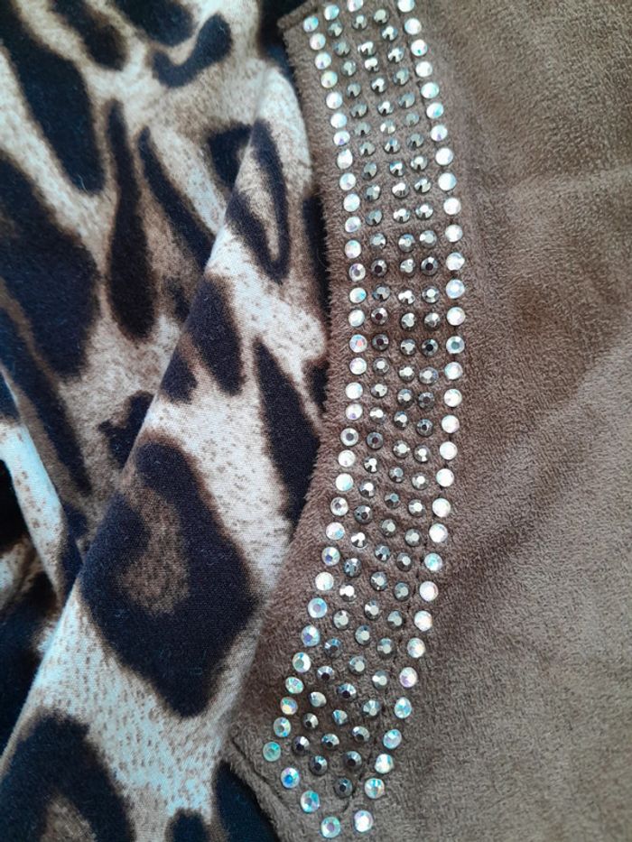 Veste capuche zip leopard brodé et strass Redial Luxury - photo numéro 8