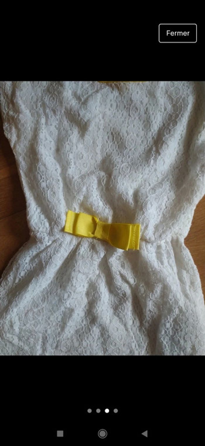 Robe dentelle blanc et jaune taille 5 ans baptême - photo numéro 3