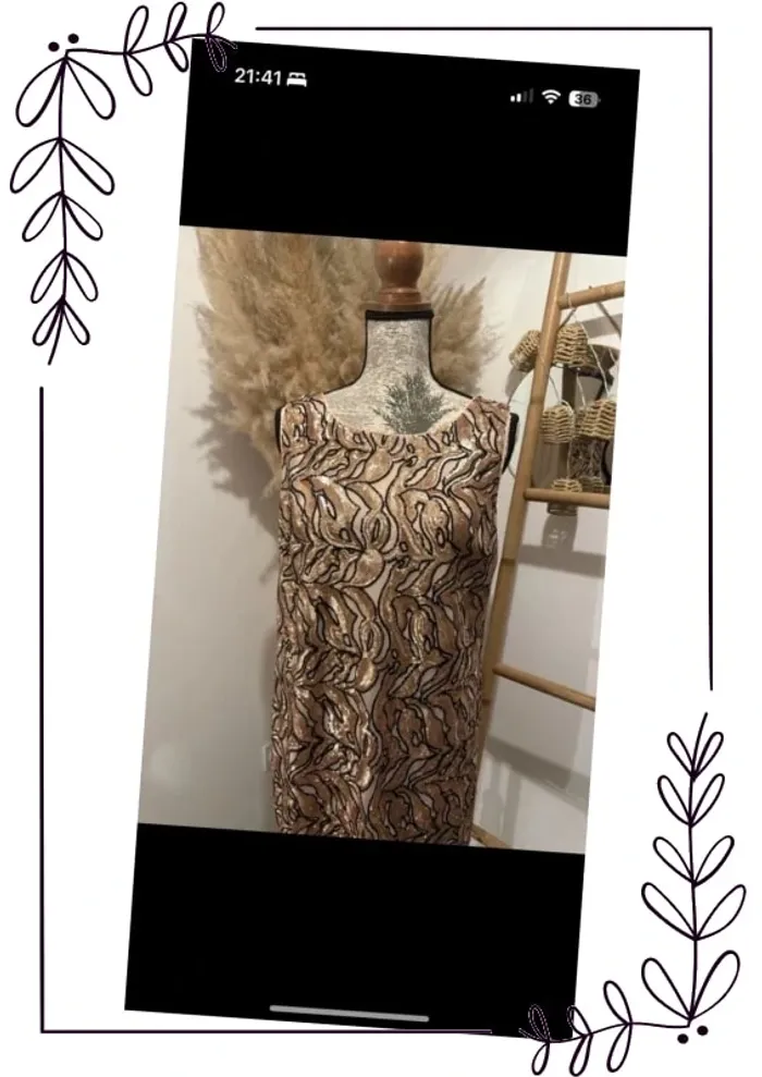 Robe droite rose gold chic avec paillettes