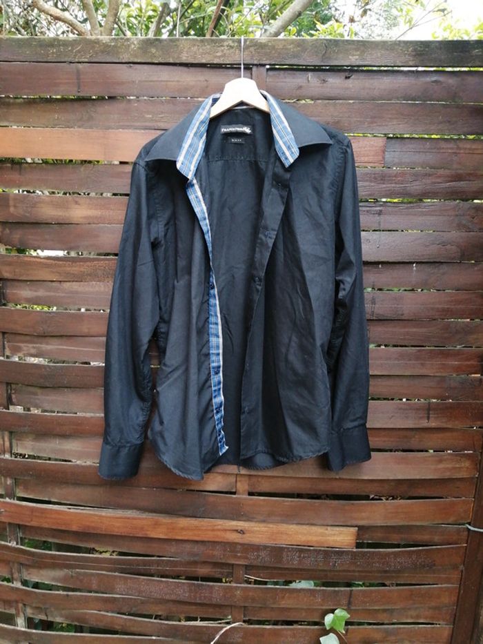 Chemise noire à carreaux bleus - photo numéro 3