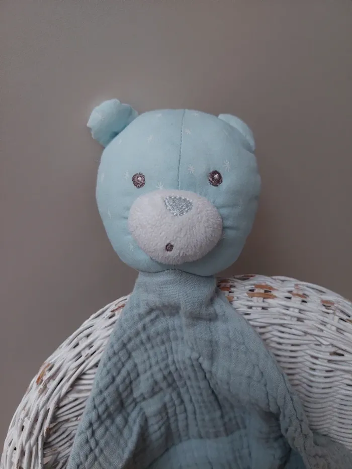 Sauthon - doudou ourson lange bleu - photo numéro 2