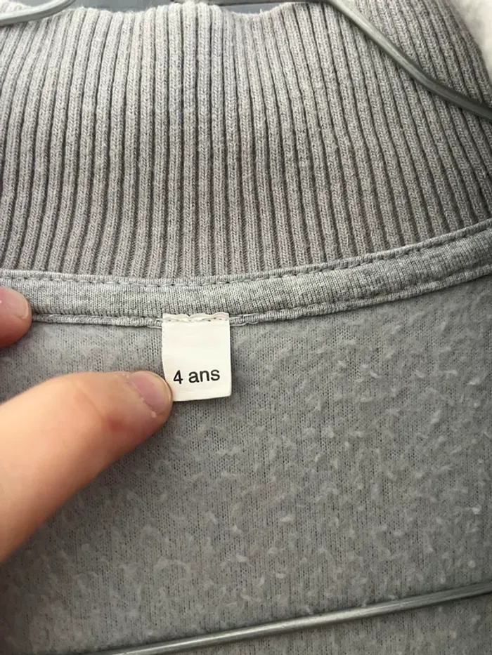 Veste teddy enfant gris et noir – style collège - photo numéro 3