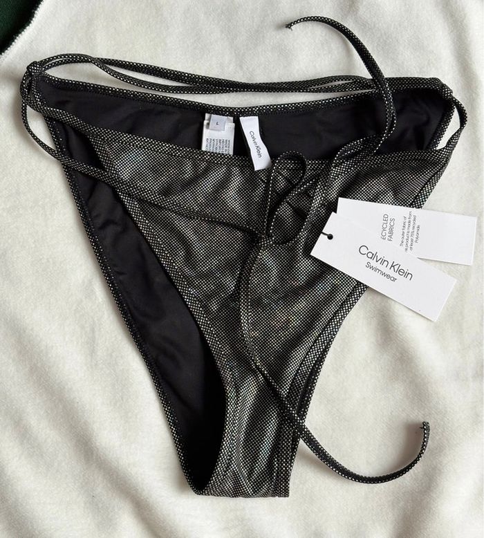 Bas de bikini échancré argenté et iridescent Calvin Klein