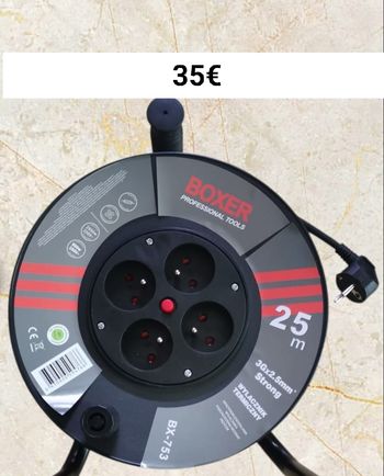 1 enrouleur multiprise 1 x 25 mètres fils 2,5mm2