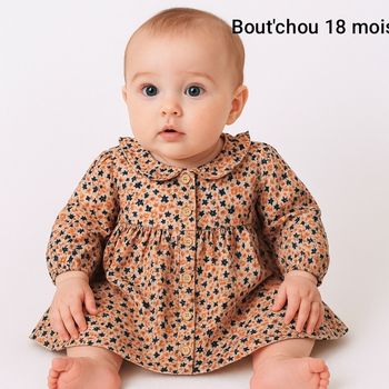 Robe bout'chou 18 mois en velours fleuri