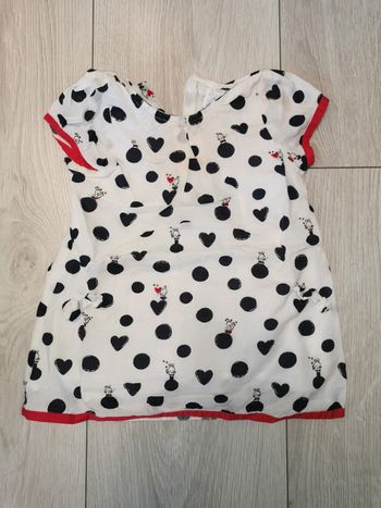 Robe blanche à pois 9 mois 100% coton