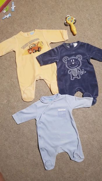 Lot de 3 pyjamas velours garçon 1mois