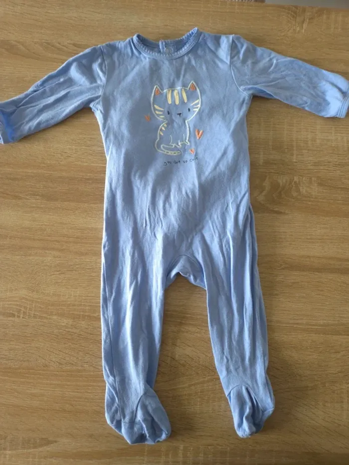 Pyjama coton chaton violet 12 mois - photo numéro 2