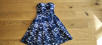 Élégante robe bustier bleu & beige