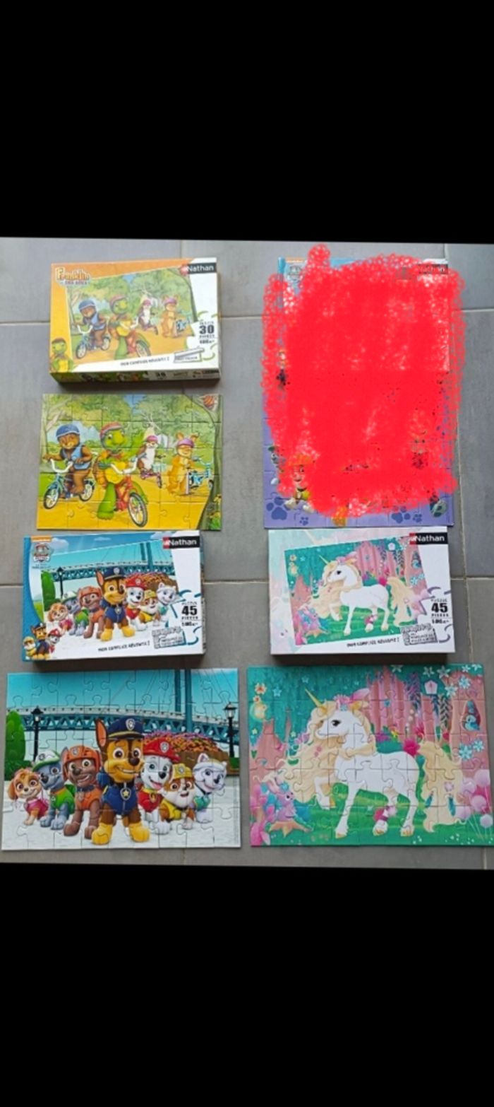 Lot de 3 puzzles Pat'patrouille, Franklin et licorne de Nathan en 30 et 45 pièces - photo numéro 2