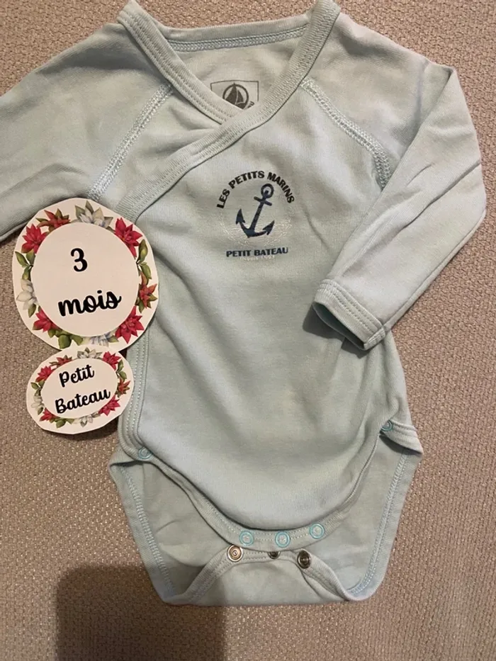 Body cache coeur petit bateau manches longues 3 mois - photo numéro 2