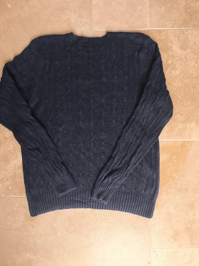 Pull torsadé Ralph Lauren homme M col rond en soie excellent état - photo numéro 11