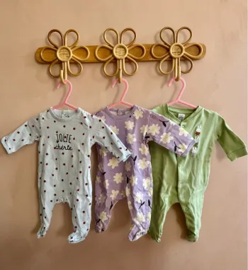 Lot 3 pyjamas en coton 1 mois