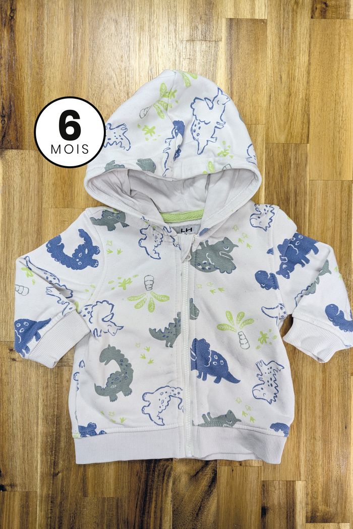 Gilet zippé / Sweat à capuche dinosaure 6 mois