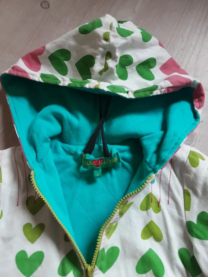 Veste légèrement doublé mi-saison cœurs coton T. 4 ans - photo numéro 3