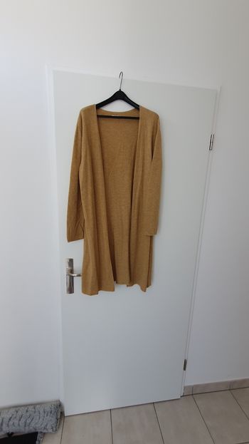 Gilet long moutarde en taille unique