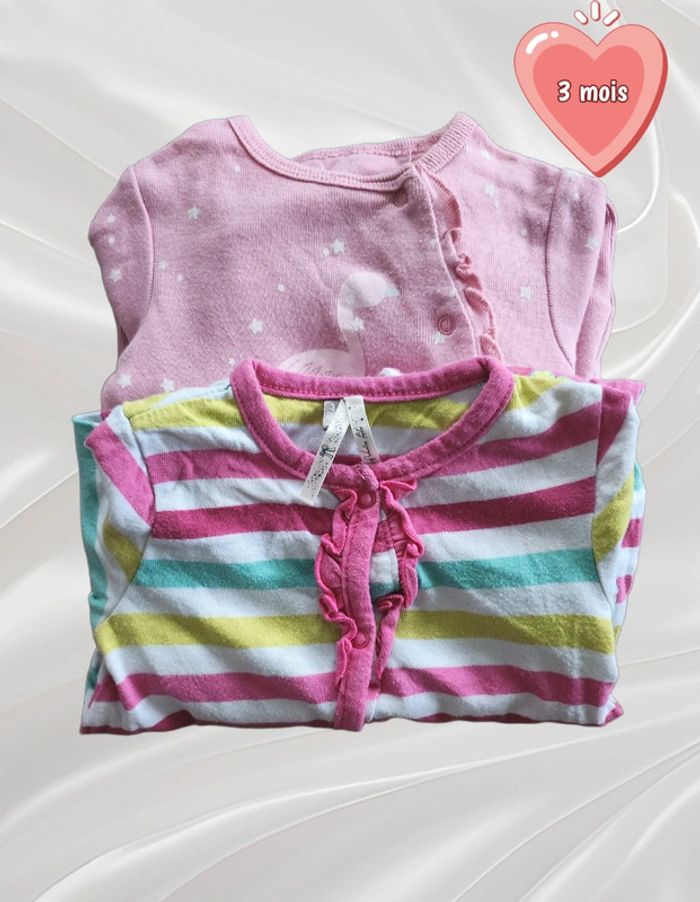 Lot de 2 pyjamas grenouillères fille 3 mois