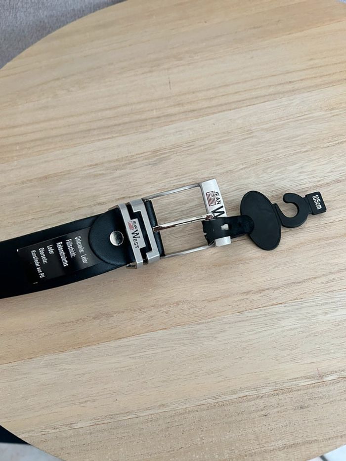 Ceinture en cuir noir taille 105 cm - photo numéro 3