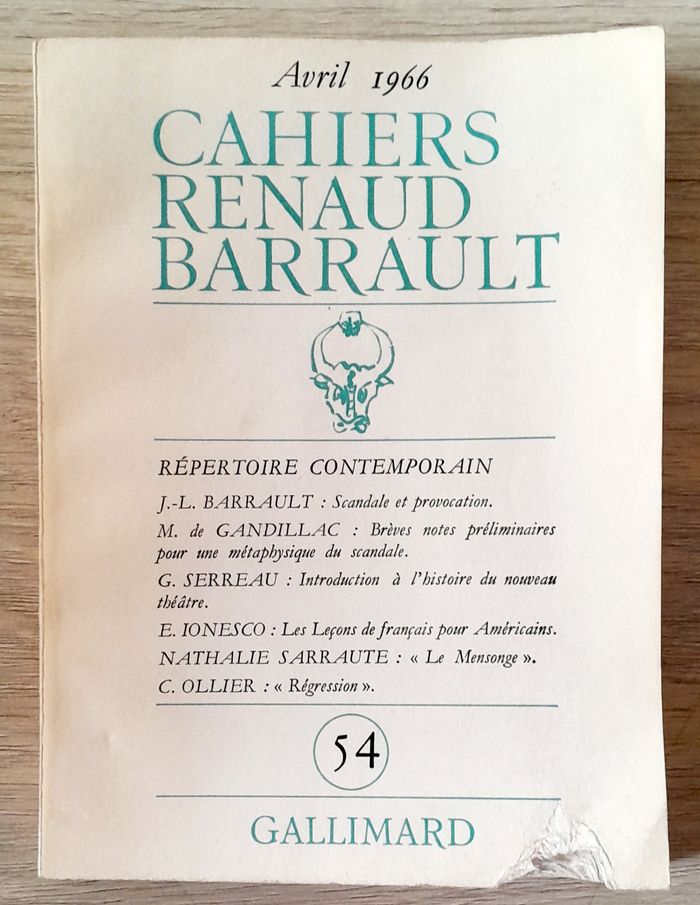 avril 1966 Cahiers Renaud Barrault - répertoire contemporain