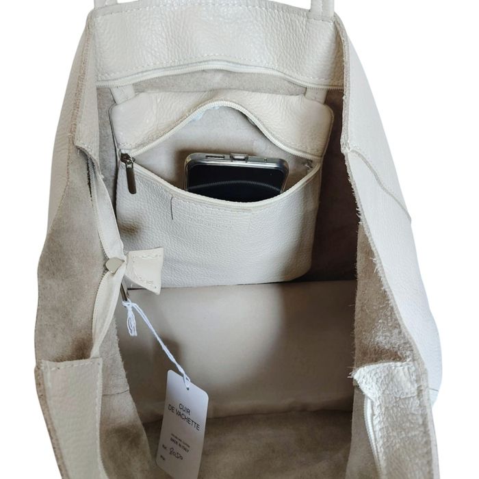 Grand sac A4 cuir beige urbain chic kevim - photo numéro 3