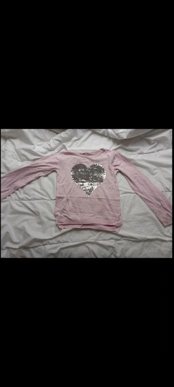 Pull rose manches longues avec beabs H&M 8/10 ans 4€