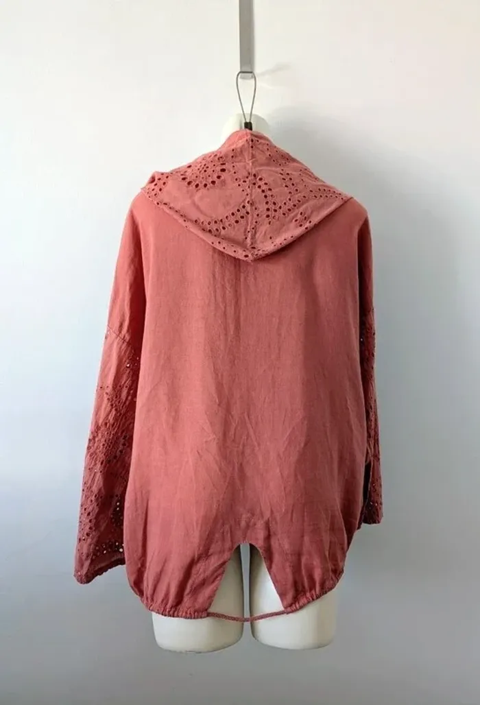 Veste brodée en lin et coton à capuche - Culture Sud - taille unique - photo numéro 2