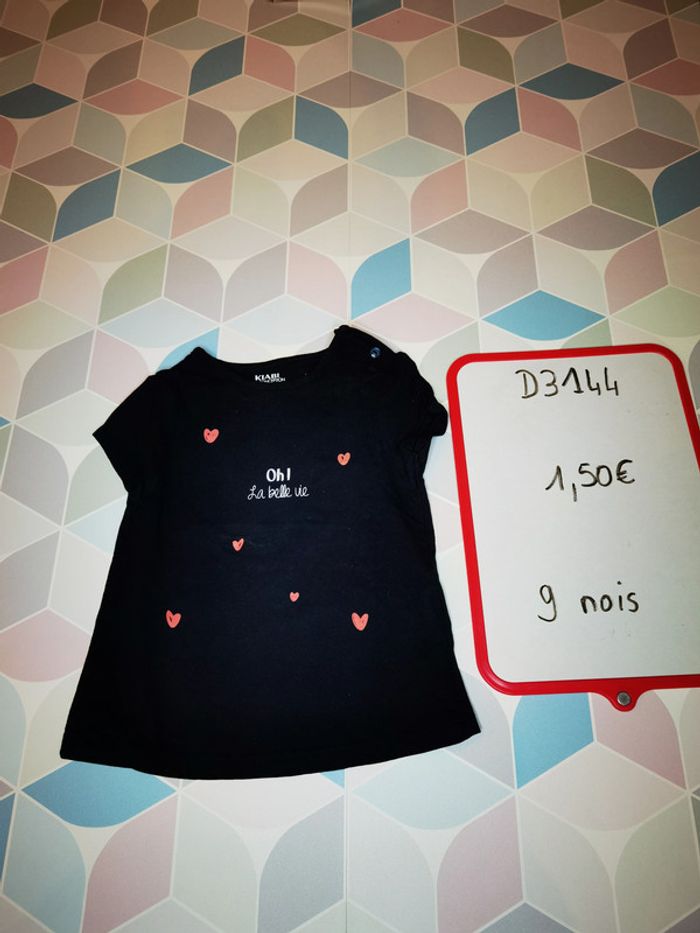 D3144 - tee-shirt fille 9 mois - photo numéro 3