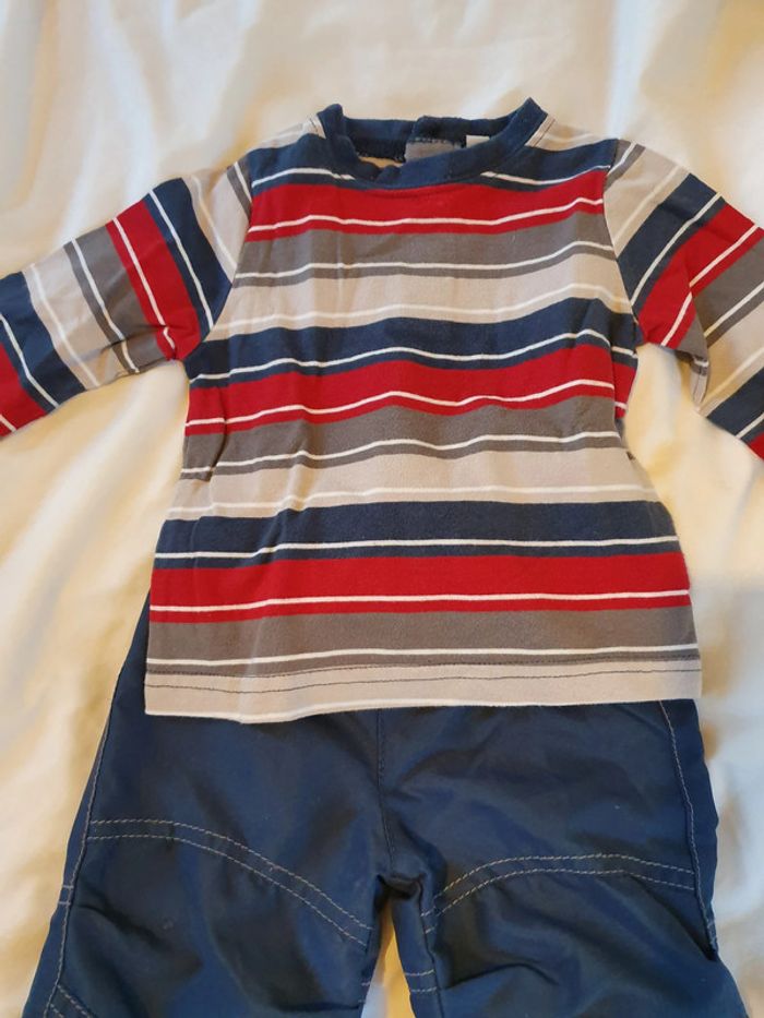 Ensemble bébé 6 mois gilet polaire, pantalon et tshirt ml - photo numéro 3