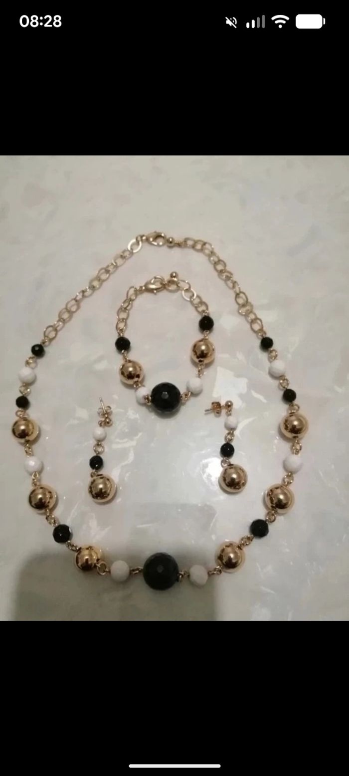 Magnifique parure vintage complète en plaqué or et perles. - photo numéro 2