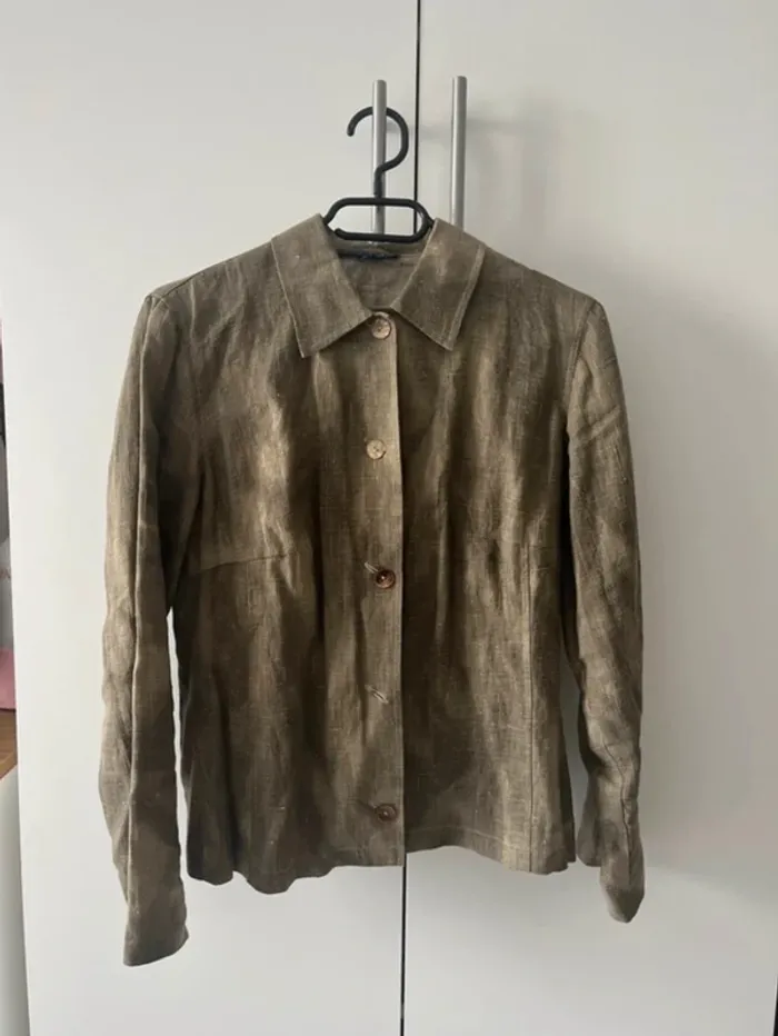 Chemise Un Deux Trois légère kaki en lin