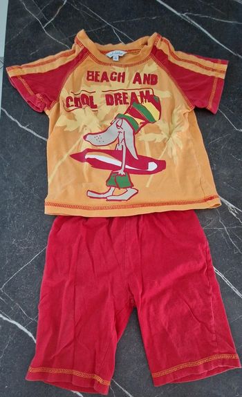 Pyjama garçon rouge et orange 3 ans