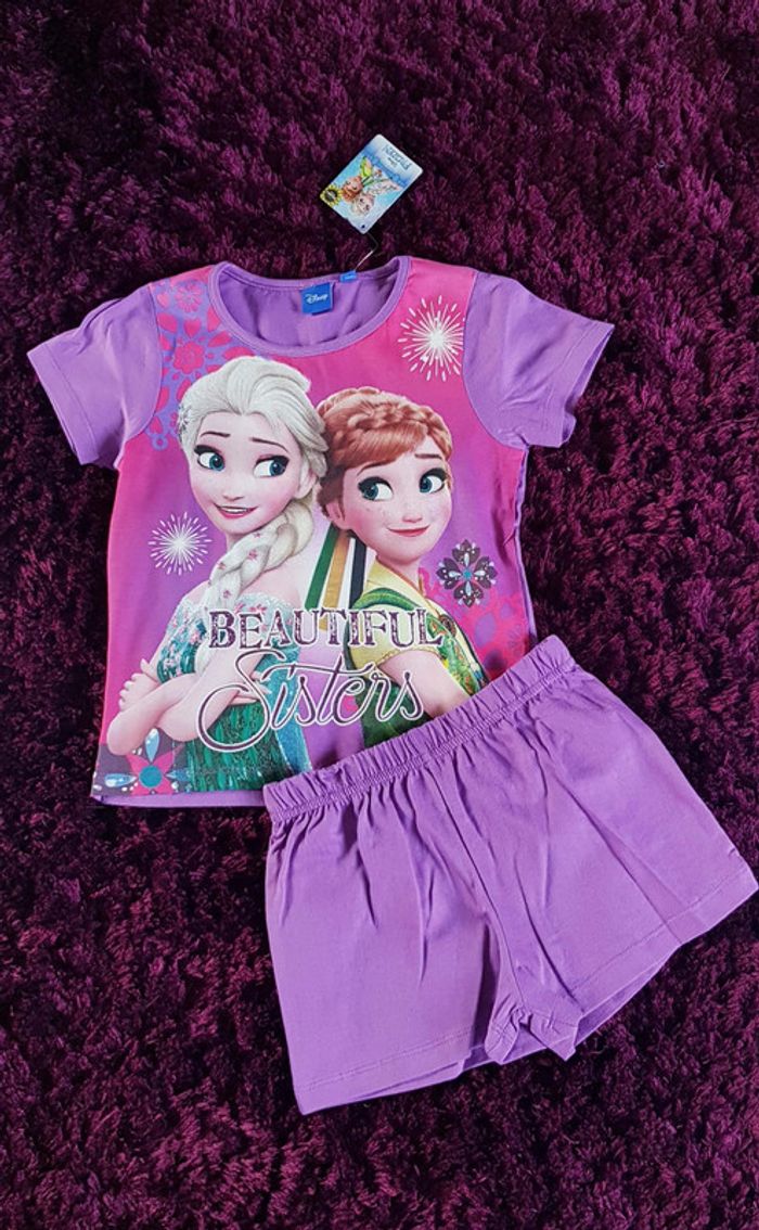lot de 2 pyjamas short fille la reine des neiges disney - photo numéro 2