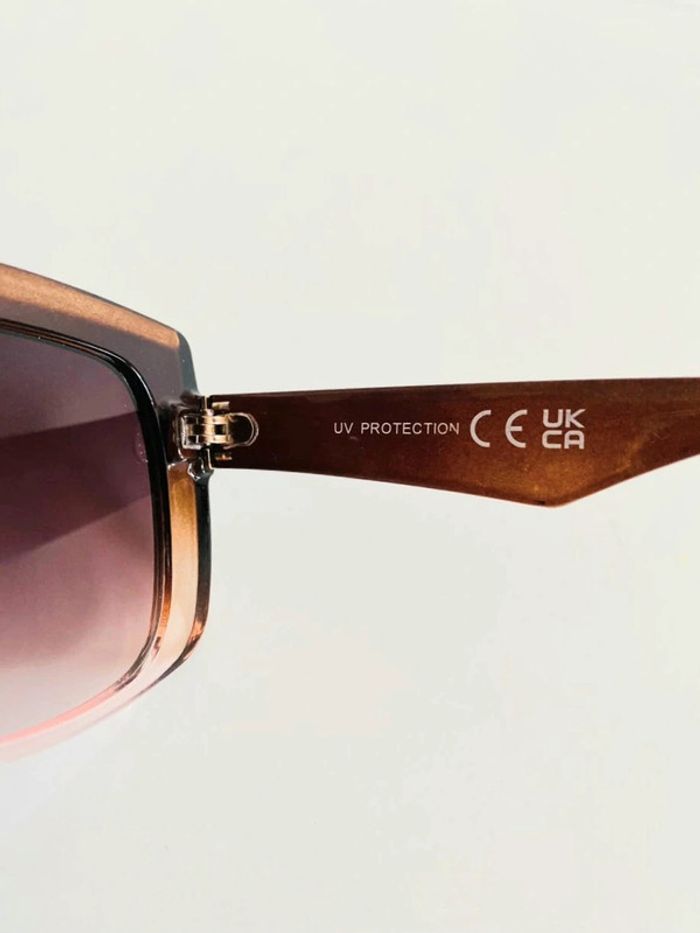 Lunette de soleil femme rectangulaire bordeaux et orange verres dégradés uvprotection catégorie 3 - photo numéro 6