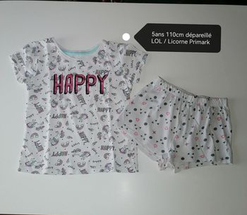 Pyjashort dépareillé 5ans Lol / Licorne