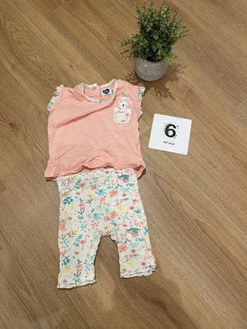 Ensemble tee shirt pantacourt mots d enfants 6 mois