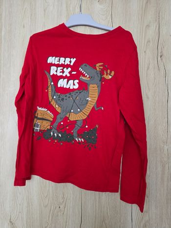 TEE-SHIRT MANCHE LONGUE GARÇON kiabi 8ANS MOTIF DINOSAURE NOËL MERRY REX