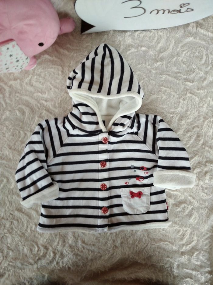 Veste gilet manteau à capuche Fille 3 mois Poisson étoile Terre de marins - photo numéro 2