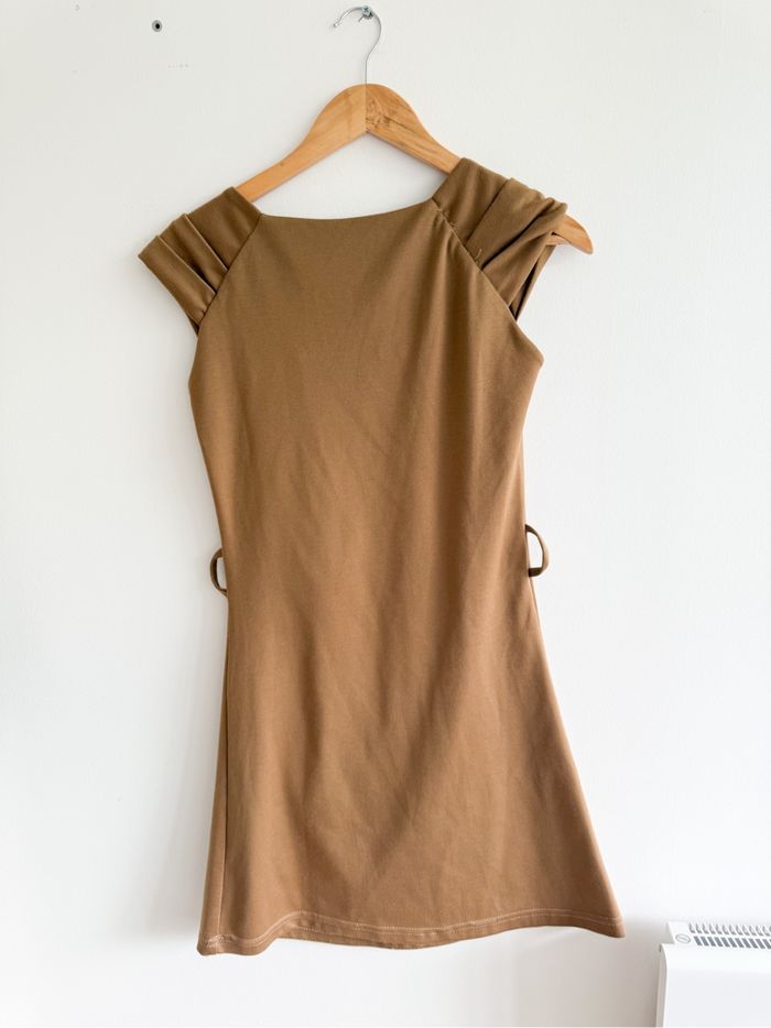 Robe manches courtes marron clair boutique indépendante taille 36 S - photo numéro 3