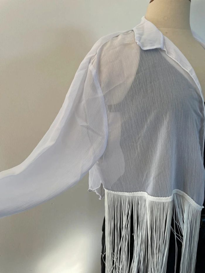 Gilet voile à franges blanc superbe - photo numéro 5